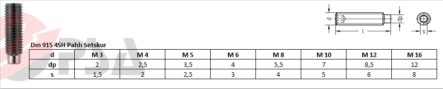 Dın 915 45H Pahlı Setskur