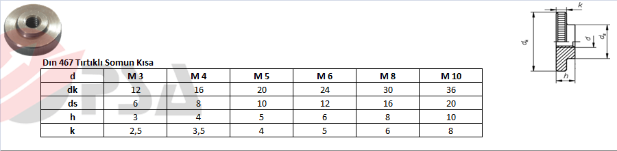 Dın 467 Tırtıklı Somun Kısa