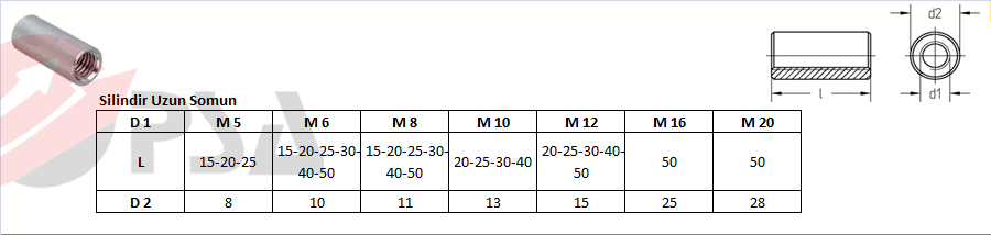 Silindirik Uzun Somun