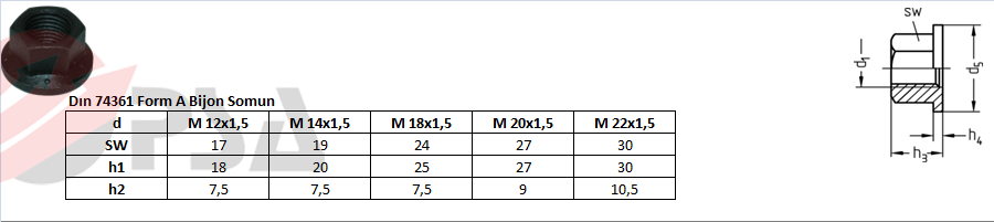 Dın 74361 Form B Bijon Somun