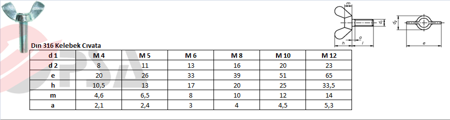 Dın 316 Kelebek Cıvata