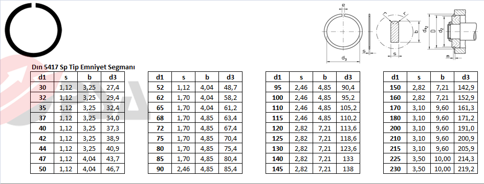 Dın 5417 Sp Tip Emniyet Segmanı