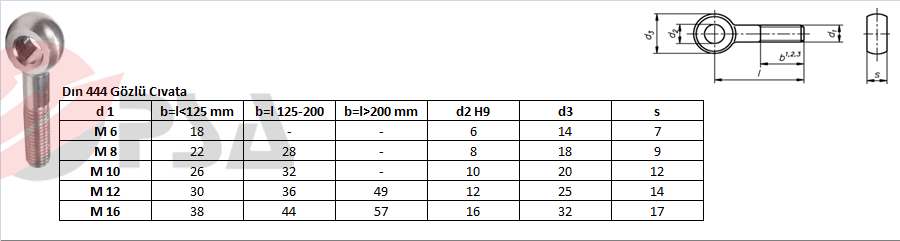 Dın 444 Gözlü Cıvata